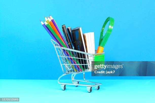 learning and development - shopping for school supplies stock pictures, royalty-free photos & images