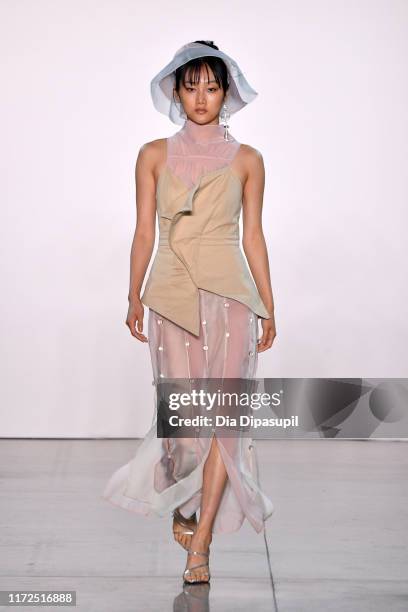 Model walks the runway for Blancore during New York Fashion Week: The Shows at Gallery II at Spring Studios on September 05, 2019 in New York City.