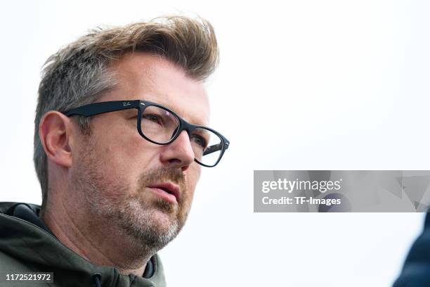 Head coach Sven Huebscher of Preussen Muenster looks on during the 3. Liga match between Preussen Muenster and Bayern Muenchen II at Preussenstadion...