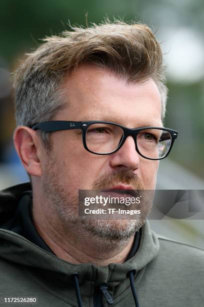 Head coach Sven Huebscher of Preussen Muenster looks on during the 3. Liga match between Preussen Muenster and Bayern Muenchen II at Preussenstadion...