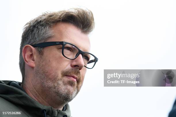 Head coach Sven Huebscher of Preussen Muenster looks on during the 3. Liga match between Preussen Muenster and Bayern Muenchen II at Preussenstadion...