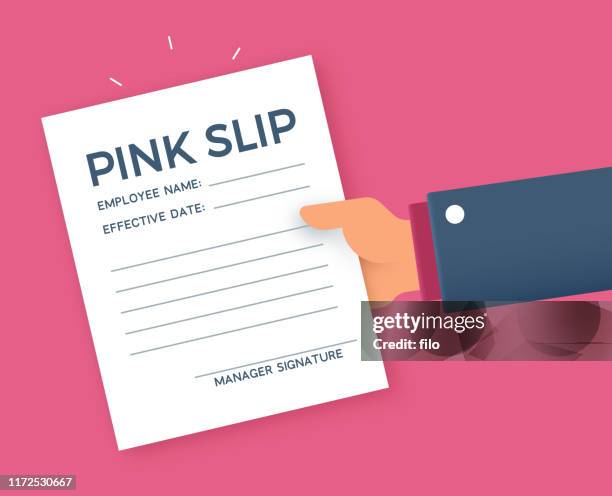 pink slip firing or being laid off from a job - grant writer stock illustrations