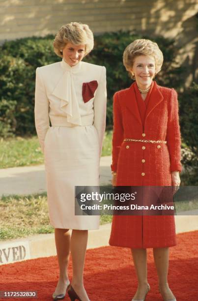 Diana, Princess of Wales with First Lady Nancy Reagan during a visit to the Springfield Drug Rehabilitation Center in Springfield, Virginia, USA,...