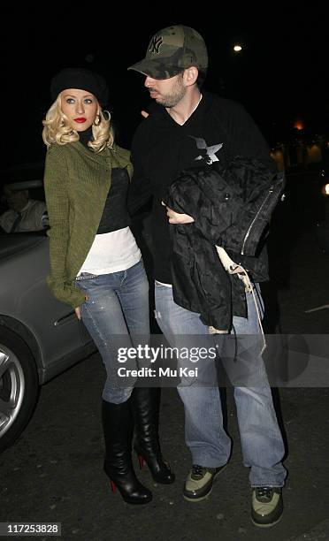 Christina Aguilera and Jordan Bratman at the Aura Nightclub