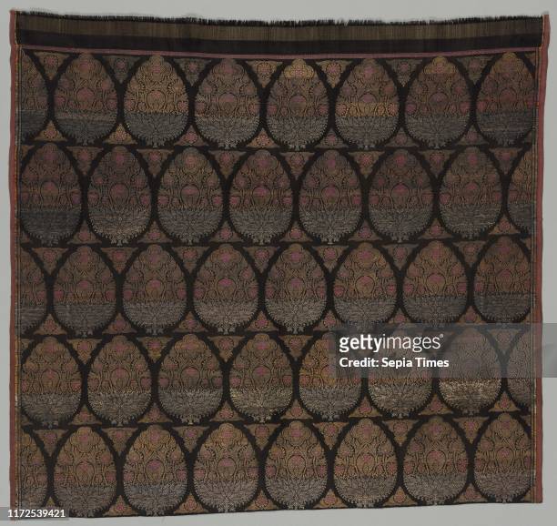 Fragment, 1800s. India, Benares, 19th century. Brocade, 'kimkhwab'; silk with gold and silver; overall: 73.7 x 68.6 cm .