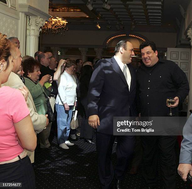 James Gandolfini and Steve Schirripa with fans during The Sopranos Cast Press Conference and Photocall at Atlantic City Hilton - March 25, 2006 at...