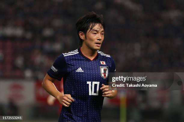 Shoya Nakajima of Japan looks on during the international friendly match between Japan and Paraguay at Kashima Soccer Stadium on September 05, 2019...