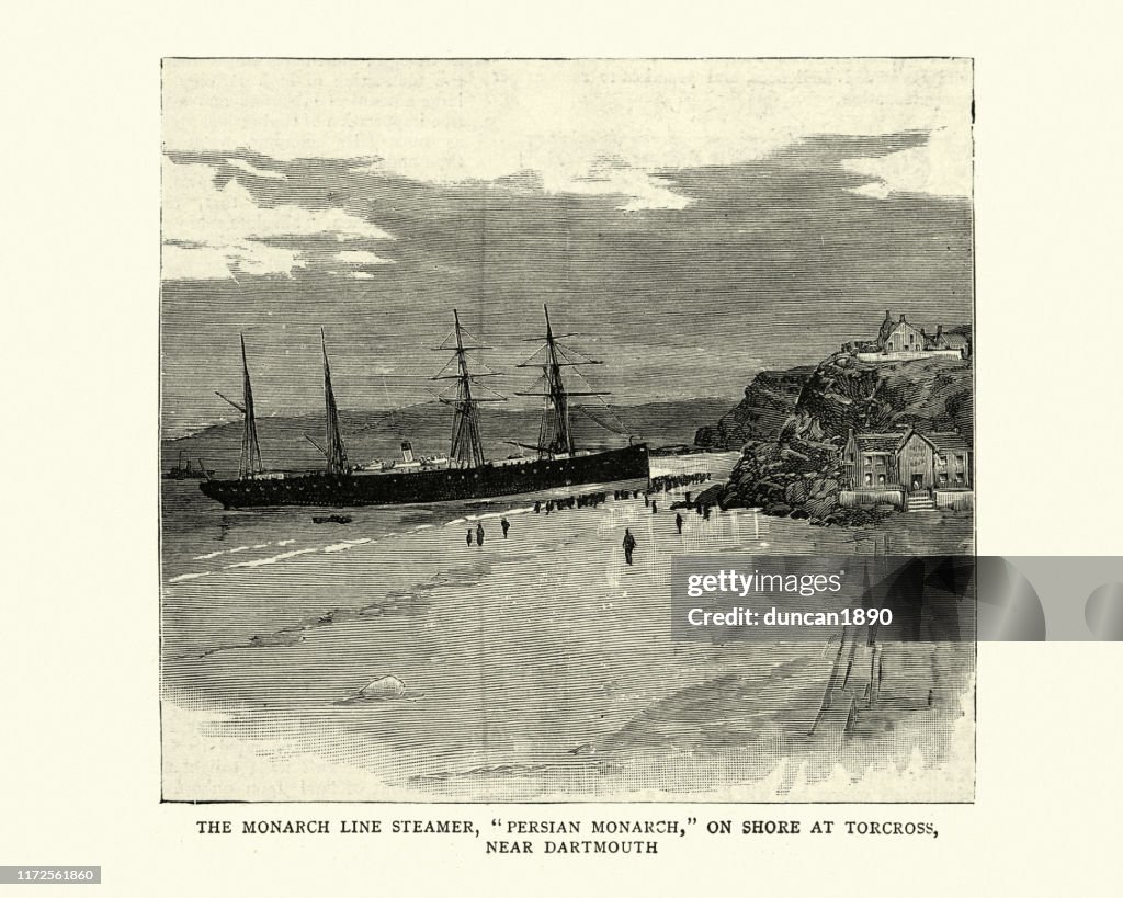 Monarch Line Steamer, Persian Monarch, On Shore At Torcross, 1886