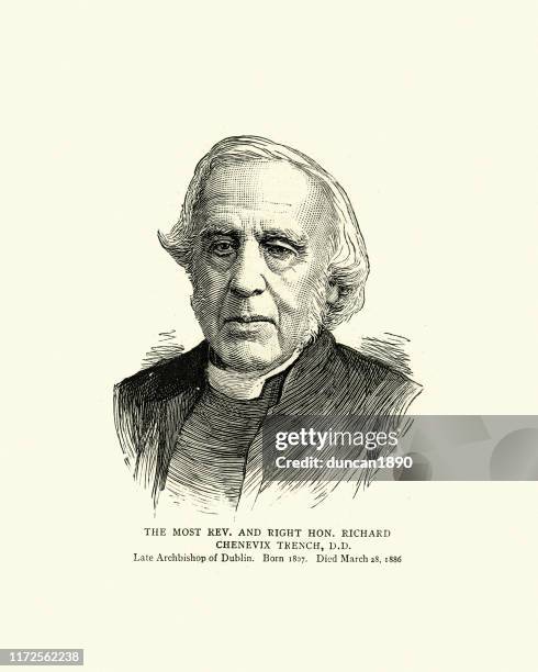 richard chenevix trench, anglican archbishop and poet, 19th century - archbishop stock illustrations