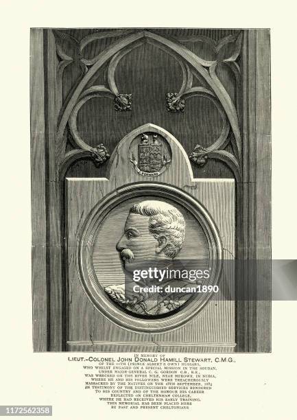 stockillustraties, clipart, cartoons en iconen met gedenkteken voor kolonel john donald hamill stewart, britse soldaat - oorlogsmonument