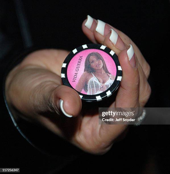 S Vida Guerra's new Poker Chips during Playboy's 6th Annual Super Bowl Party at River City Brewing Company in Jacksonville, FL, United States.