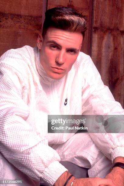 Portrait of singer Vanilla Ice backstage at a club in Minneapolis, Minnesota, October 2, 1990.