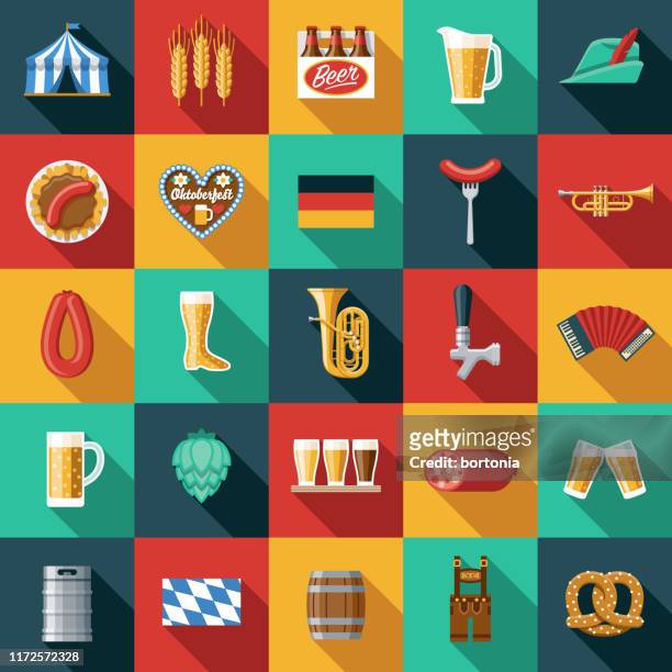 beer fest icon set - german culture stock illustrations