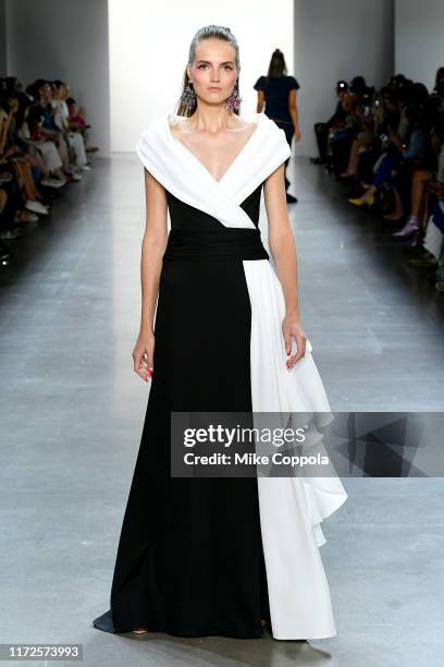 Model walks the runway for Tadashi Shoji Spring/Summer 2020 during New York Fashion Week: The Shows at Gallery I at Spring Studios on September 05,...