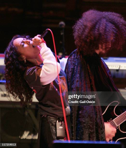 Actress and singer Jada Pinkett Smith, left, is named Cultural Rhythms artist of the year as she performs with her band Wicked Wisdom on stage at the...