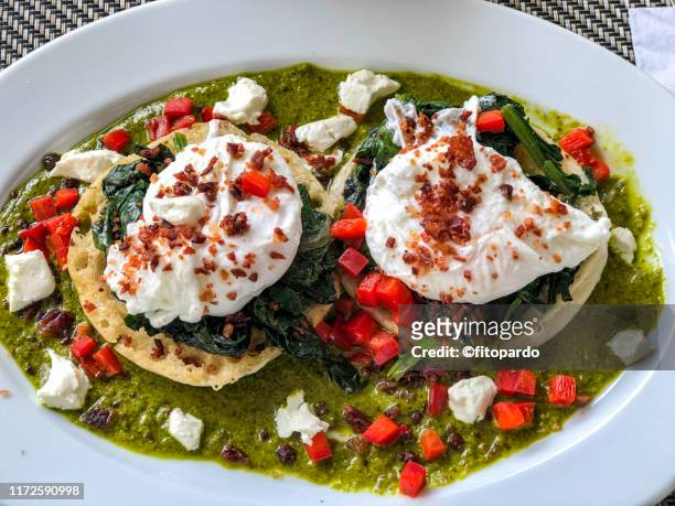 mexican style eggs benedict - oaxaca stock pictures, royalty-free photos & images