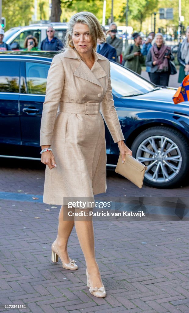 King Willem-Alexander and Queen Maxima at seminar and exhibition India in The Netherlands at Rijksmuseum Amsterdam