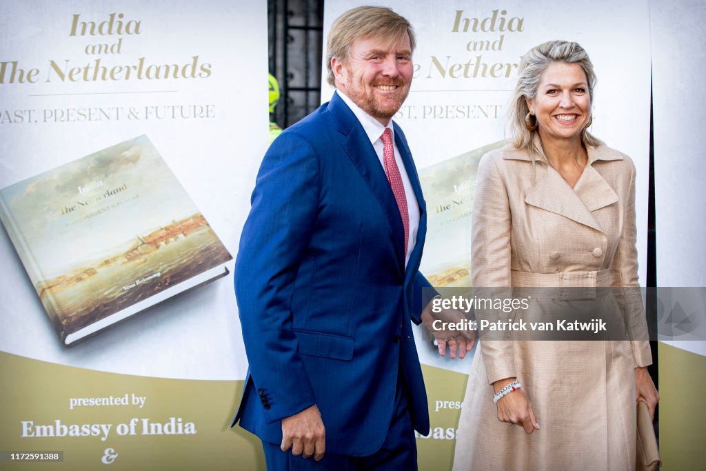 King Willem-Alexander and Queen Maxima at seminar and exhibition India in The Netherlands at Rijksmuseum Amsterdam