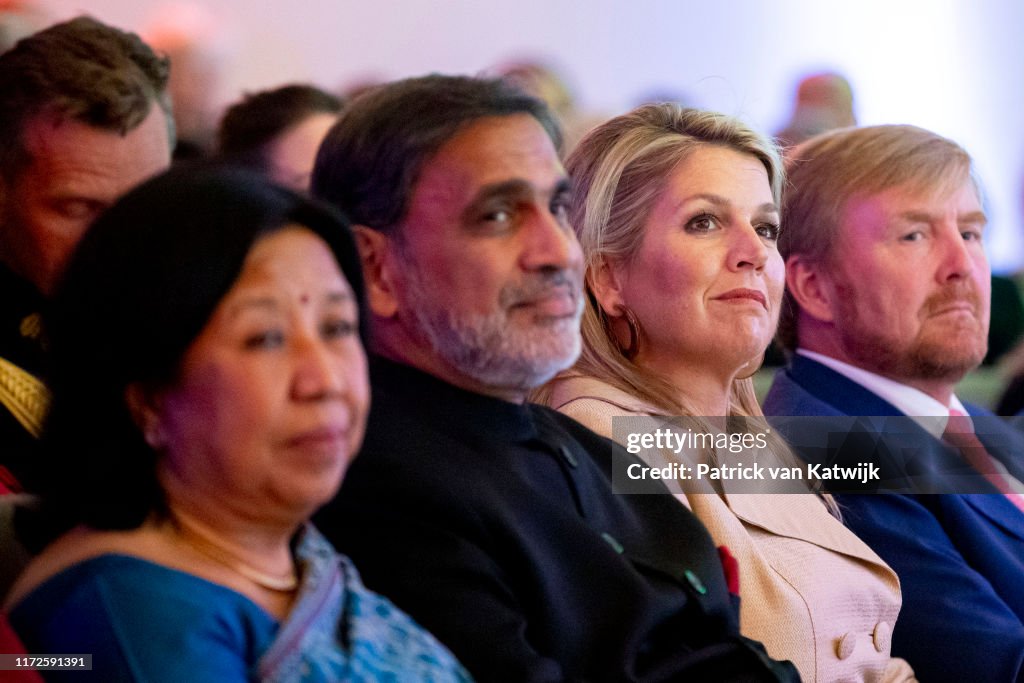 King Willem-Alexander and Queen Maxima at seminar and exhibition India in The Netherlands at Rijksmuseum Amsterdam