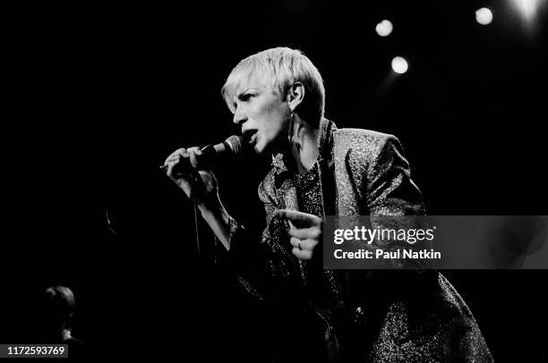 Singer Annie Lennox of the band The Tourists performs on stage at the Park West in Chicago, Illinois, April 27, 1980.