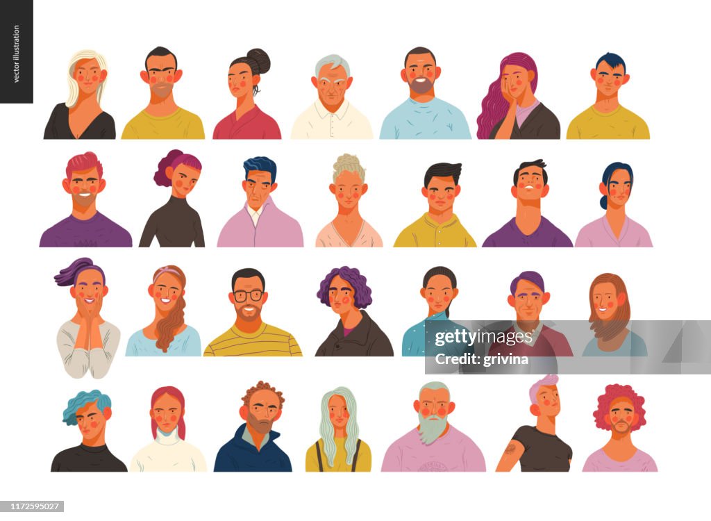 Real People Portraits Set Men And Women High-Res Vector Graphic - Getty ...