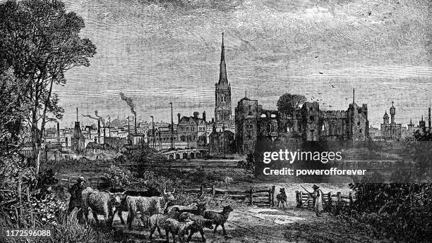 newark-on-trent in nottinghamshire, england - 19th century - essex county new jersey stock illustrations