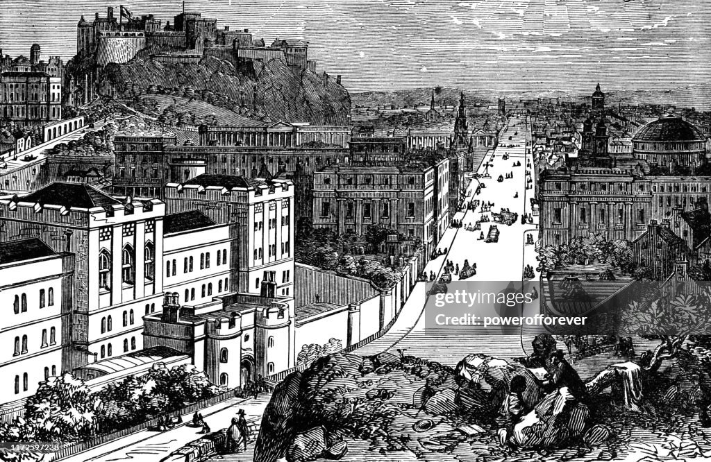 Cityscape of Edinburgh, Scotland - 19th Century