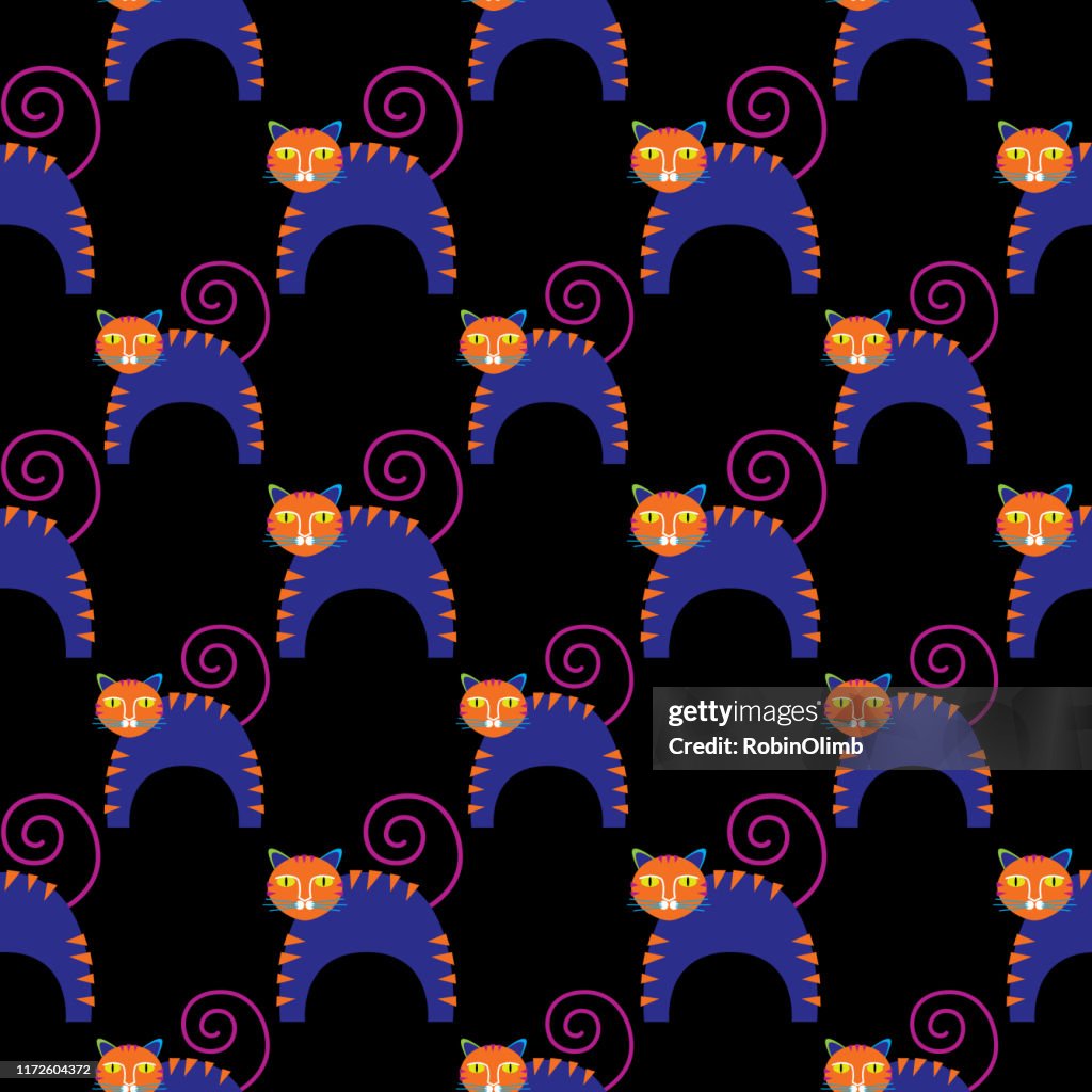 Abstract Cat Seamless Pattern