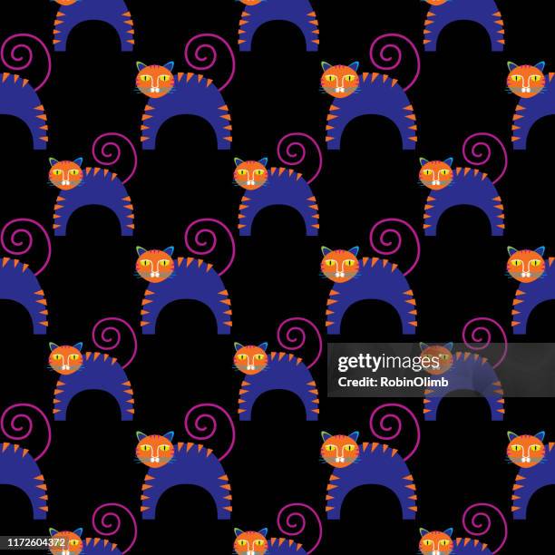 abstract cat seamless pattern - cat tail stock illustrations