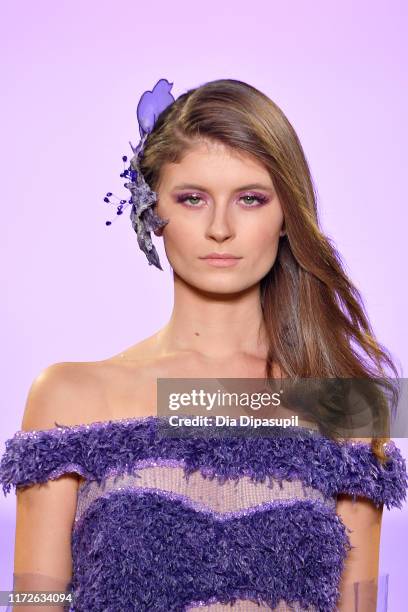 Model walks the runway for Afffair S/S20 during New York Fashion Week: The Shows at Gallery II at Spring Studios on September 05, 2019 in New York...