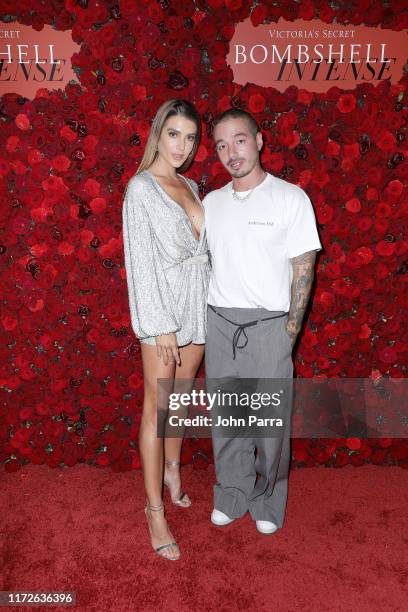 Valentina Ferrer and Jay Balvin attends Victoria's Secret Angel Sara Sampaio Hosts The Bombshell Intense Launch Party on September 05, 2019 in New...