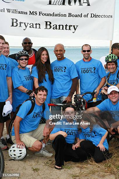 Montel Williams , with his fiance Tara Fowler , Haley Strongin , Avery Strongin , with MS Supporters