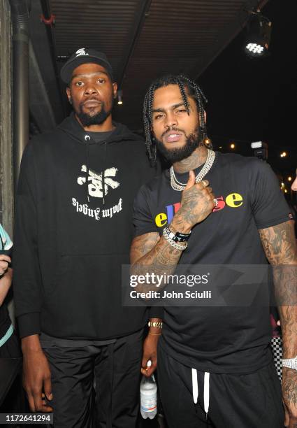 Kevin Durant and Dave East attend the NBA 2K20: Welcome to the Next on September 05, 2019 in Los Angeles, California.