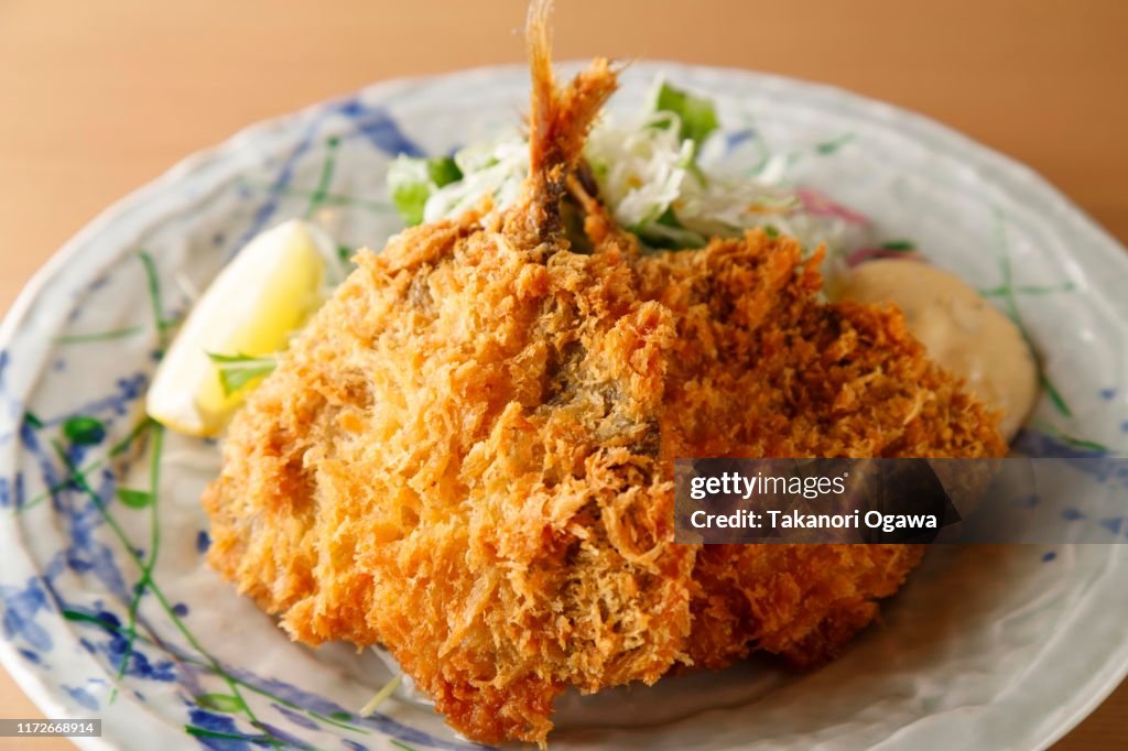Fried horse mackerel Japanese food fish