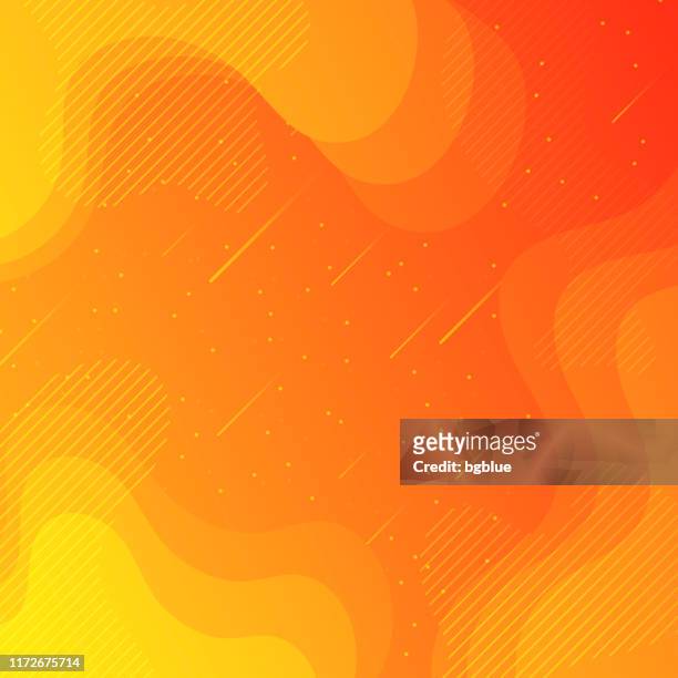 trendy starry sky with fluid and geometric shapes - orange gradient - orange colour stock illustrations