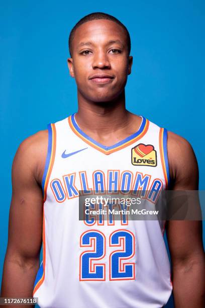 Devon Hall of the Oklahoma City Thunder poses for a head shot during media day on September 30, 2019 at Chesapeake Energy Arena in Oklahoma City,...