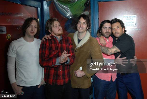 Musicians Jason Soda, Joel Graves, Russell Pollard, Rob Douglas and Davey Latter attend the Music Cafe during the 2008 Sundance Film Festival on...