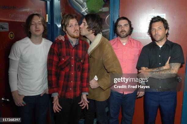 Musicians Jason Soda, Joel Graves, Russell Pollard, Rob Douglas and Davey Latter attend the Music Cafe during the 2008 Sundance Film Festival on...