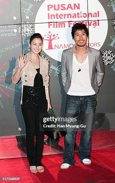 Kim Tae-Hee and Jung Do-Hong during 11th Pusan International Film Festival - Hip Hop with Namoo Actors - Photocall at Mary Jane in Pusan, Pusan,...