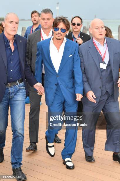 Johnny Depp is seen arriving at the 76th Venice Film Festival on September 06, 2019 in Venice, Italy.