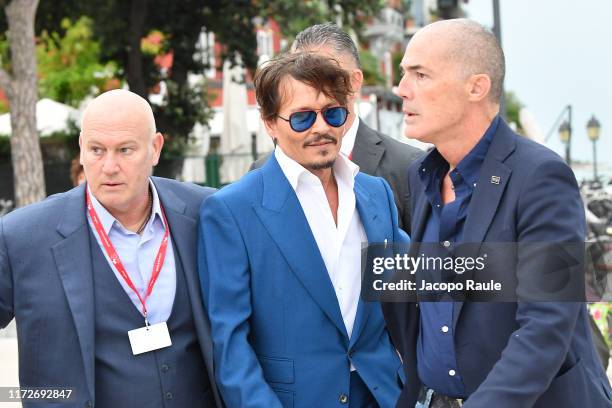 Johnny Depp is seen arriving at the 76th Venice Film Festival on September 06, 2019 in Venice, Italy.