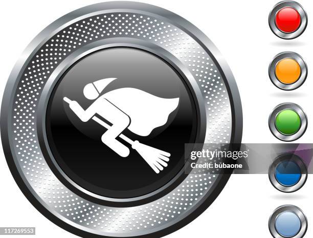 halloween witch royalty free vector art on metallic button - shadow monster stock illustrations