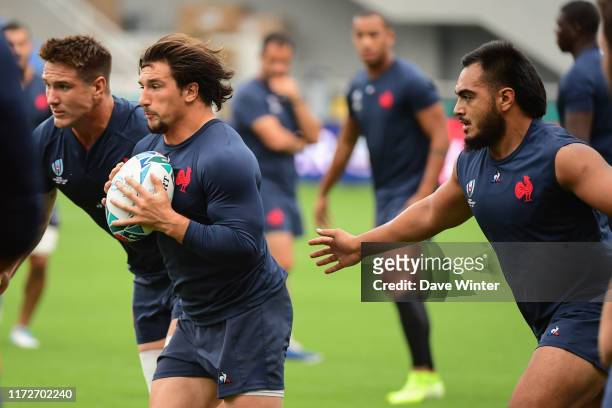 Camille CHAT of France, supported by Bernard LE ROUX of France and Emerick SETIANO of France during the France Captain's Run at the Fukuoka...