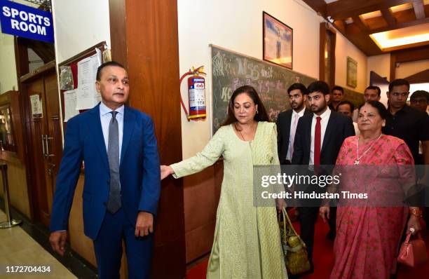 Reliance Group Chairman Anil Ambani along with his mother Kokilaben Ambani, wife Tina Ambani, two sons Anmol Ambani and Anshul Ambani arrives to...