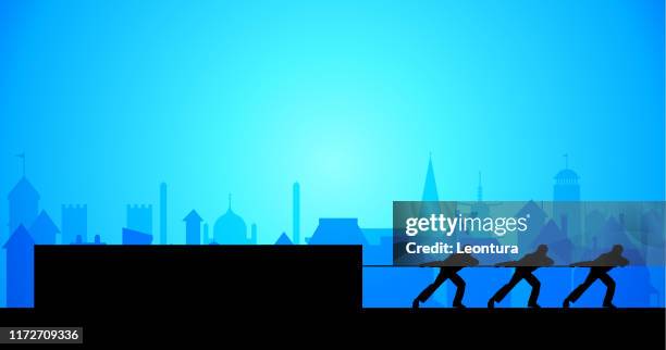 people pulling - pulling rope stock illustrations