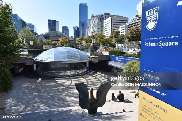 Robson Square co-designed by landscape architect Cornelia Hahn Oberlander, is viewed on September 30, 2019 in Vancouver, BC Canada. - Robson Square...