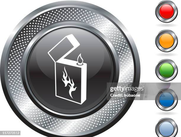 cigarette lighter royalty free vector art on metallic button - lighter stock illustrations
