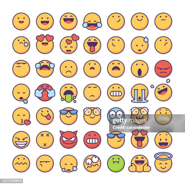 stockillustraties, clipart, cartoons en iconen met emoticons collectie - lege uitdrukking