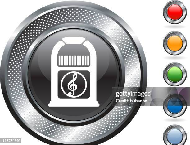 classic bar jukebox royalty free vector art on metallic button - digital jukebox stock illustrations