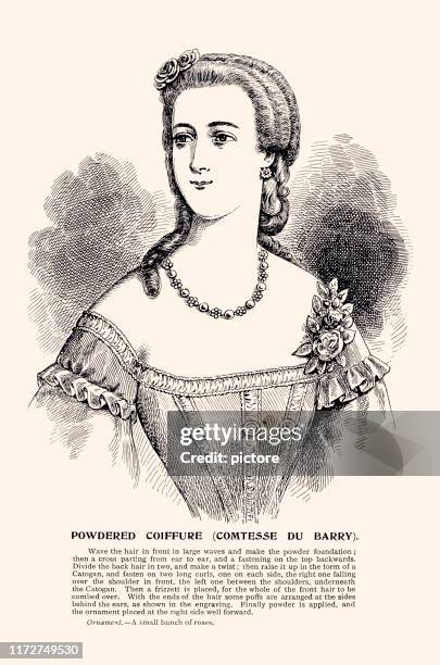 ilustrações, clipart, desenhos animados e ícones de coiffure pulverizado (comtesse du barry) xxxl - countess